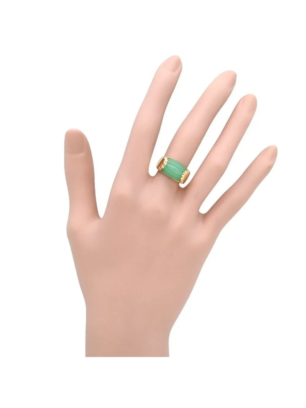 Bvlgari Ring Tronchette Green Gold YG 18k Chalcedony